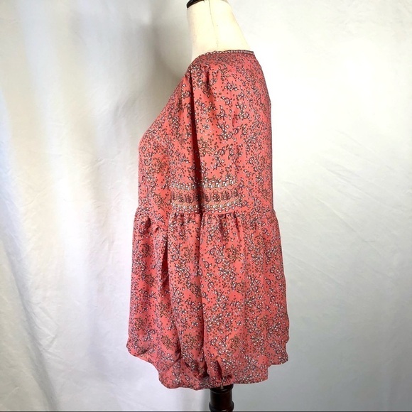 NWT Max Studio peach pink flowy blouse floral S - Picture 5 of 11